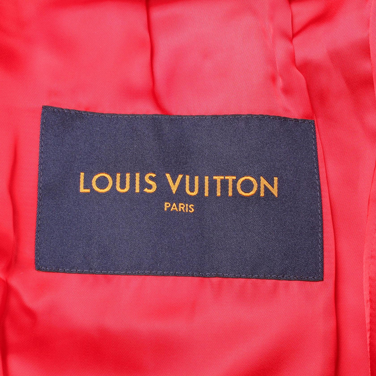 LOUIS VUITTON Mixed Leather Varsity Jacket Red Size 50