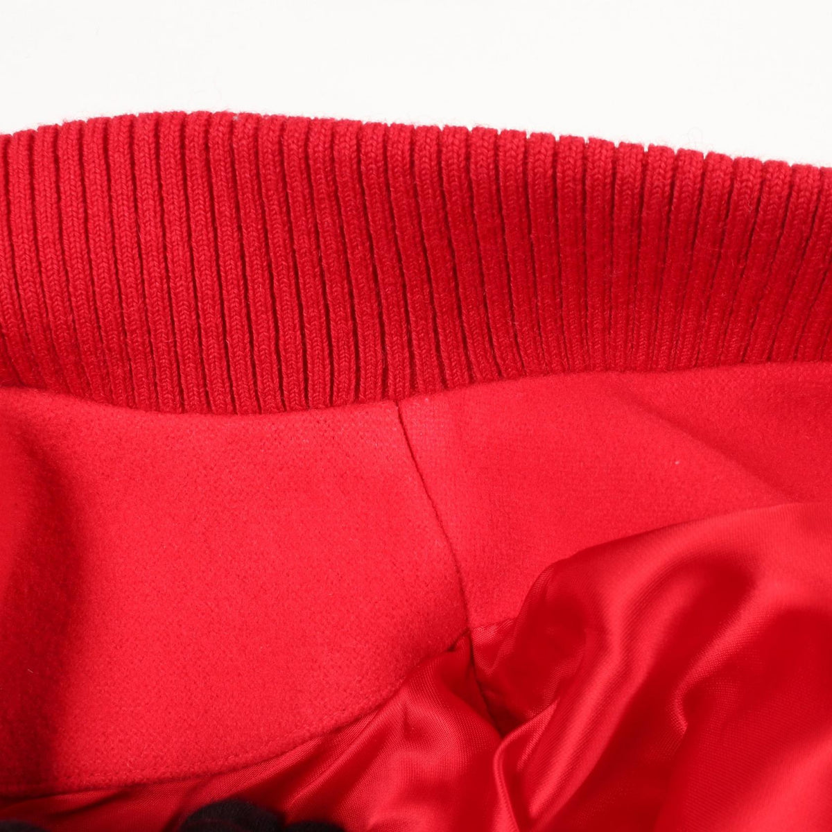 LOUIS VUITTON Mixed Leather Varsity Jacket Red Size 50