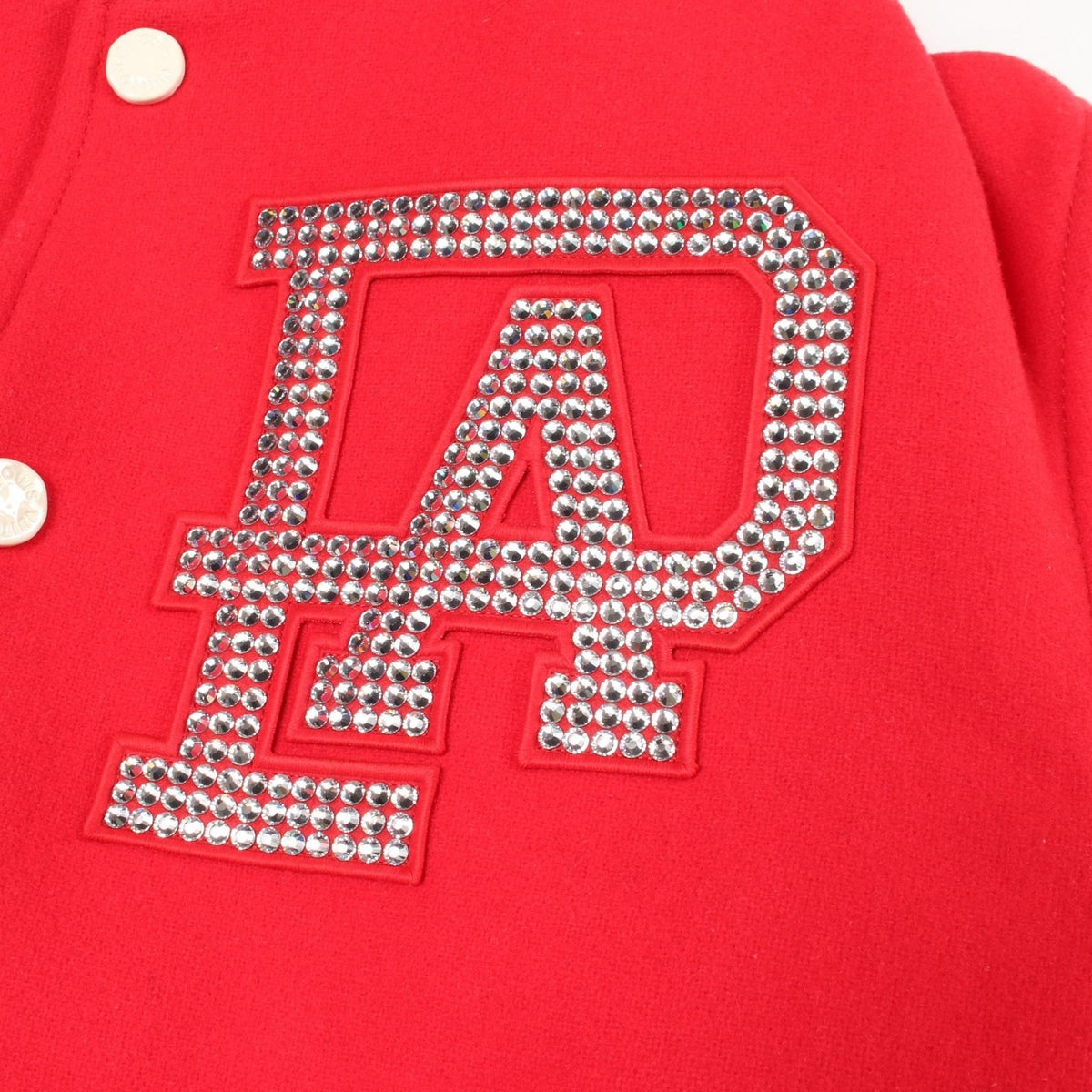 LOUIS VUITTON Mixed Leather Varsity Jacket Red Size 50