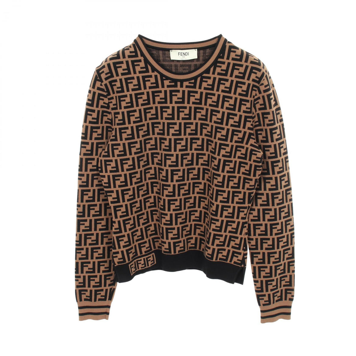FENDI Zucchino Crewneck Sweater Rayon Brown Size 44