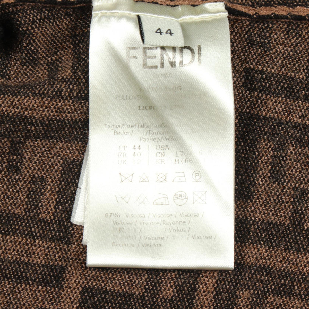 FENDI Zucchino Crewneck Sweater Rayon Brown Size 44