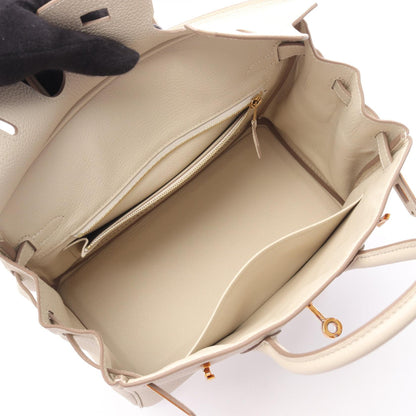 HERMES Birkin 25 Craie Togo Bag Gold HW