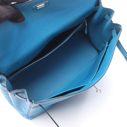 HERMES Kelly 35 Blue Zanzibar Handle Bag