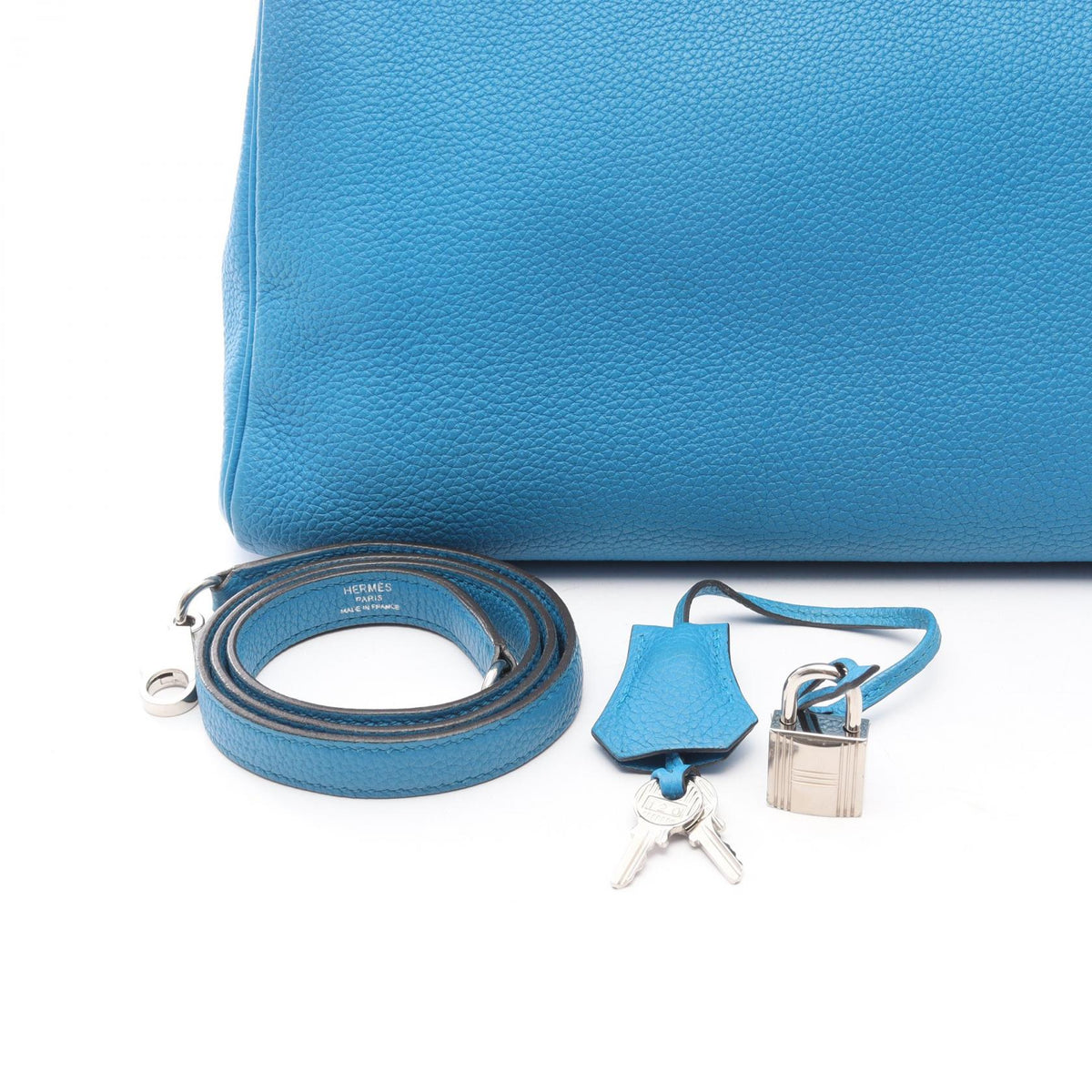 HERMES Kelly 35 Blue Zanzibar Handle Bag
