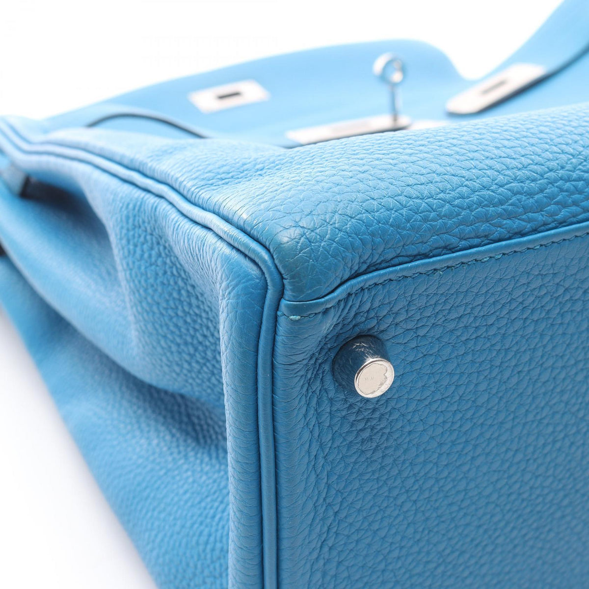 HERMES Kelly 35 Blue Zanzibar Handle Bag