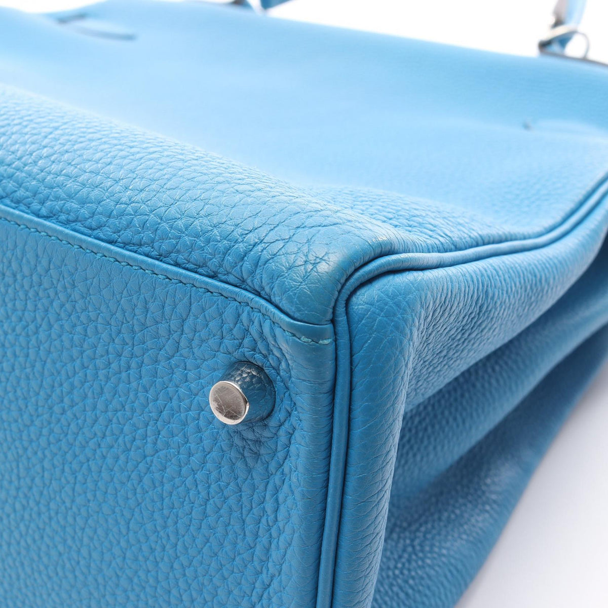 HERMES Kelly 35 Blue Zanzibar Handle Bag