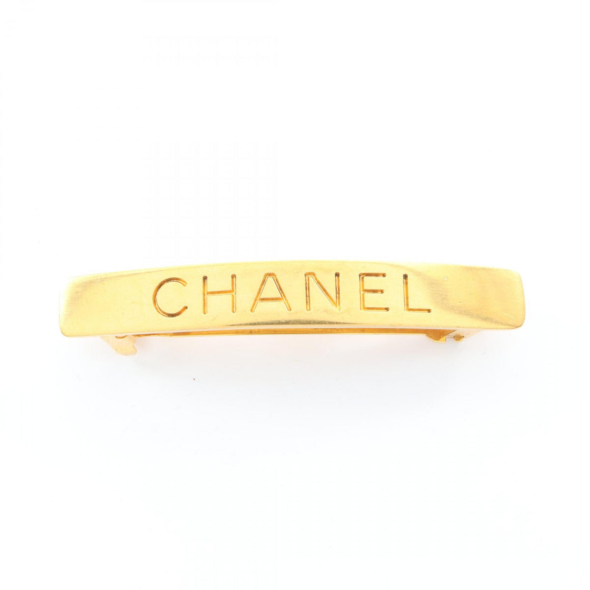 CHANEL Logo 97P Gold Plated Barrette Gold