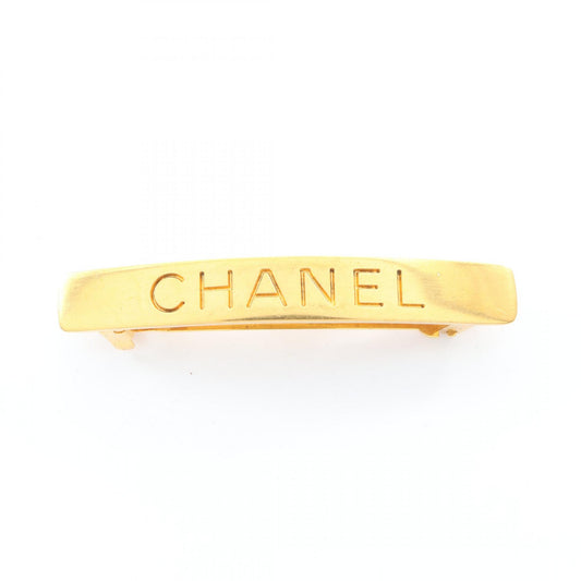 CHANEL Logo 97P Gold Plated Barrette Gold
