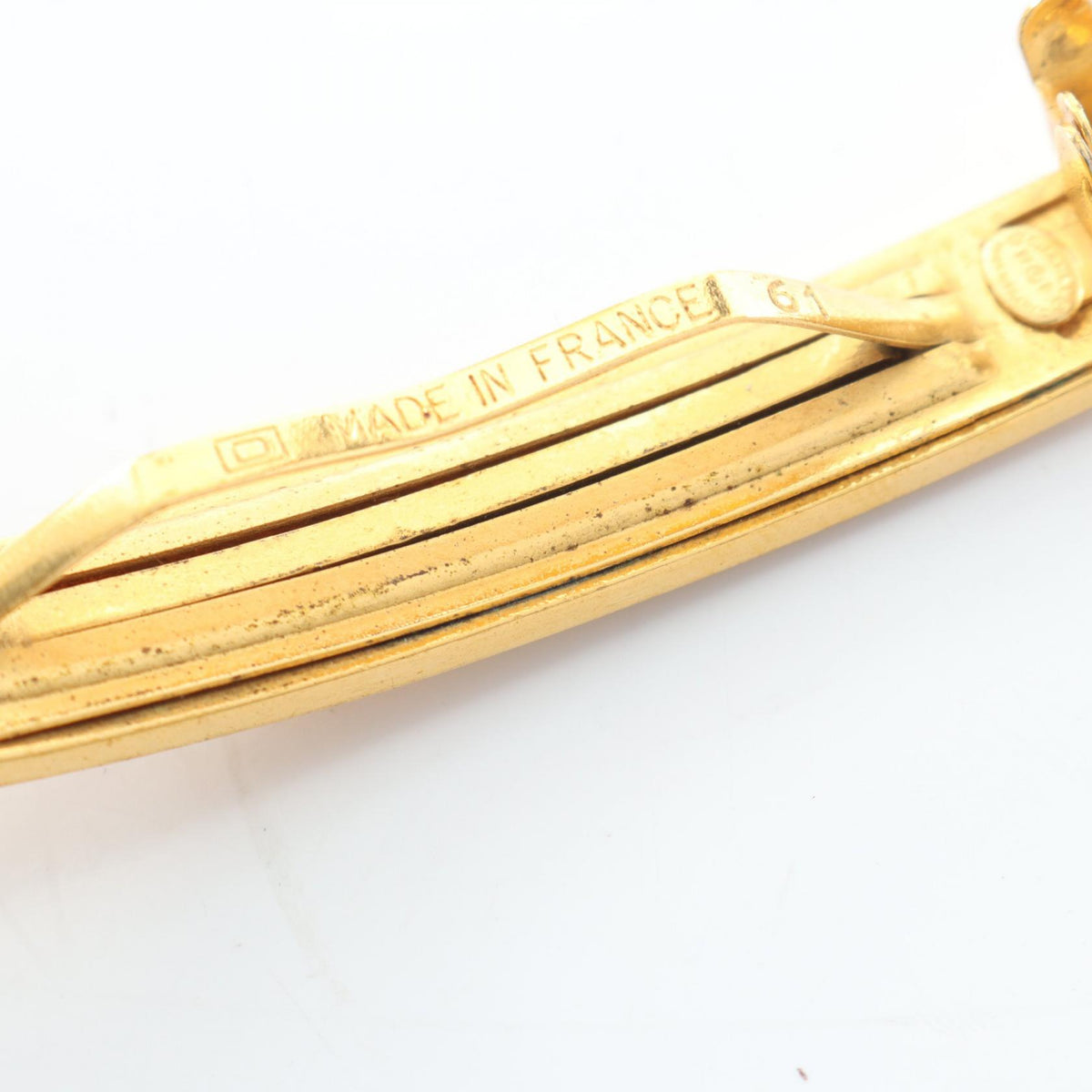 CHANEL Logo 97P Gold Plated Barrette Gold