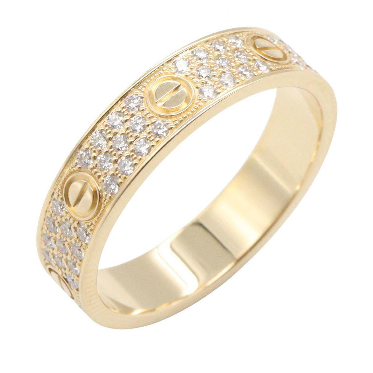 CARTIER 18K Yellow Gold Diamond Love Ring SM Size JP 17