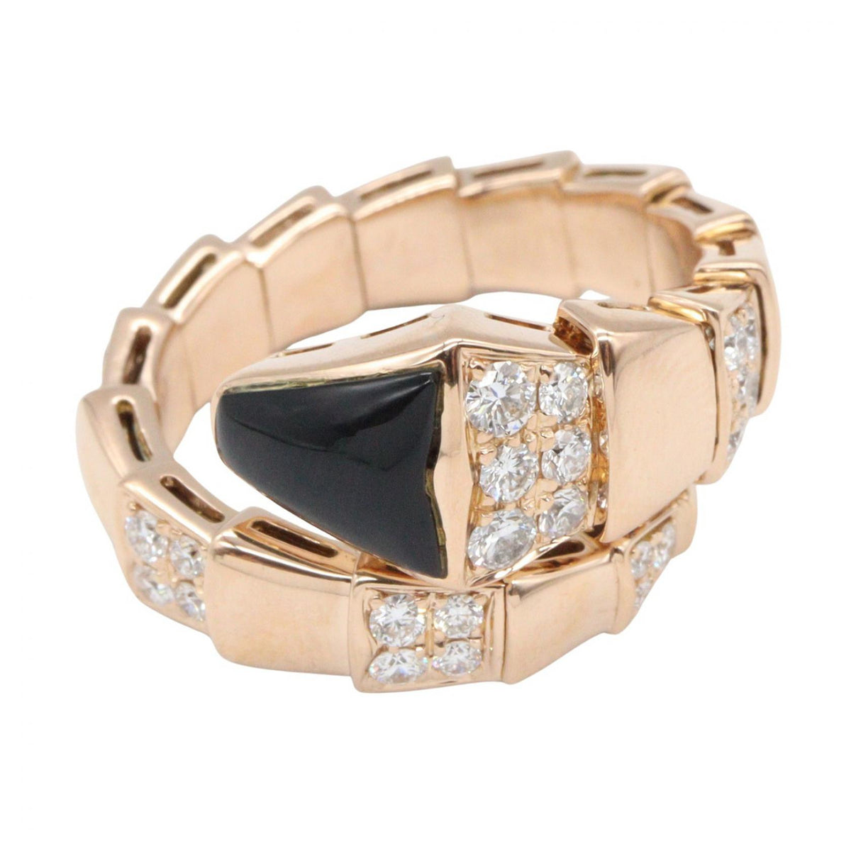 BVLGARI Serpenti Onyx Diamond K18PG Ring Size JP 12.5