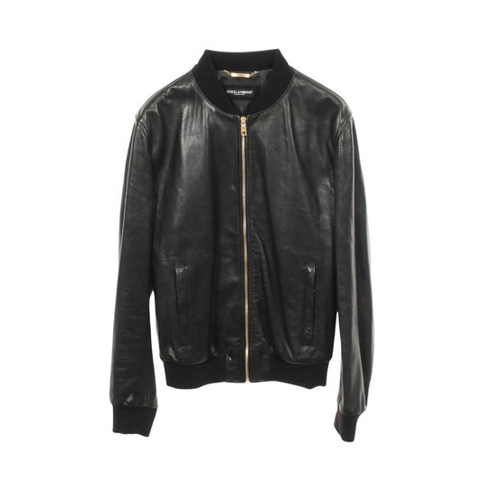 DOLCE & GABBANA Leather Jacket Black Size 50