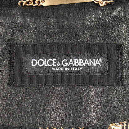 DOLCE & GABBANA Leather Jacket Black Size 50
