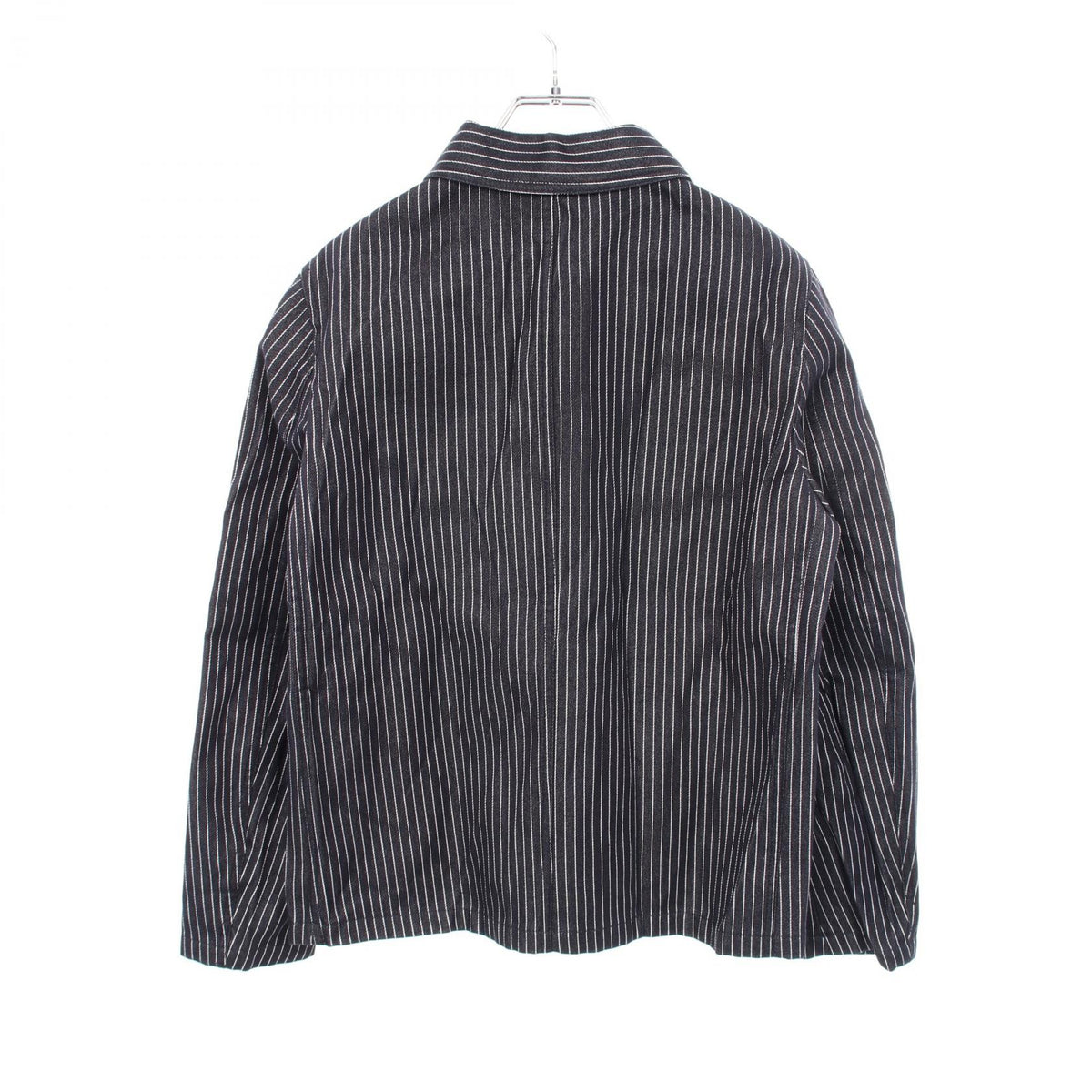 Dior BEE Embroidery Stripe Silk Cotton Up Blue Shirt Size 44