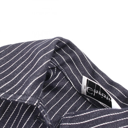 Dior BEE Embroidery Stripe Silk Cotton Up Blue Shirt Size 44