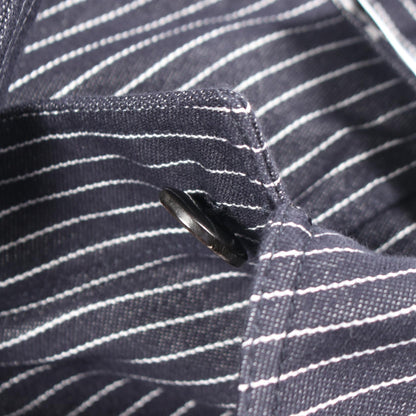 Dior BEE Embroidery Stripe Silk Cotton Up Blue Shirt Size 44