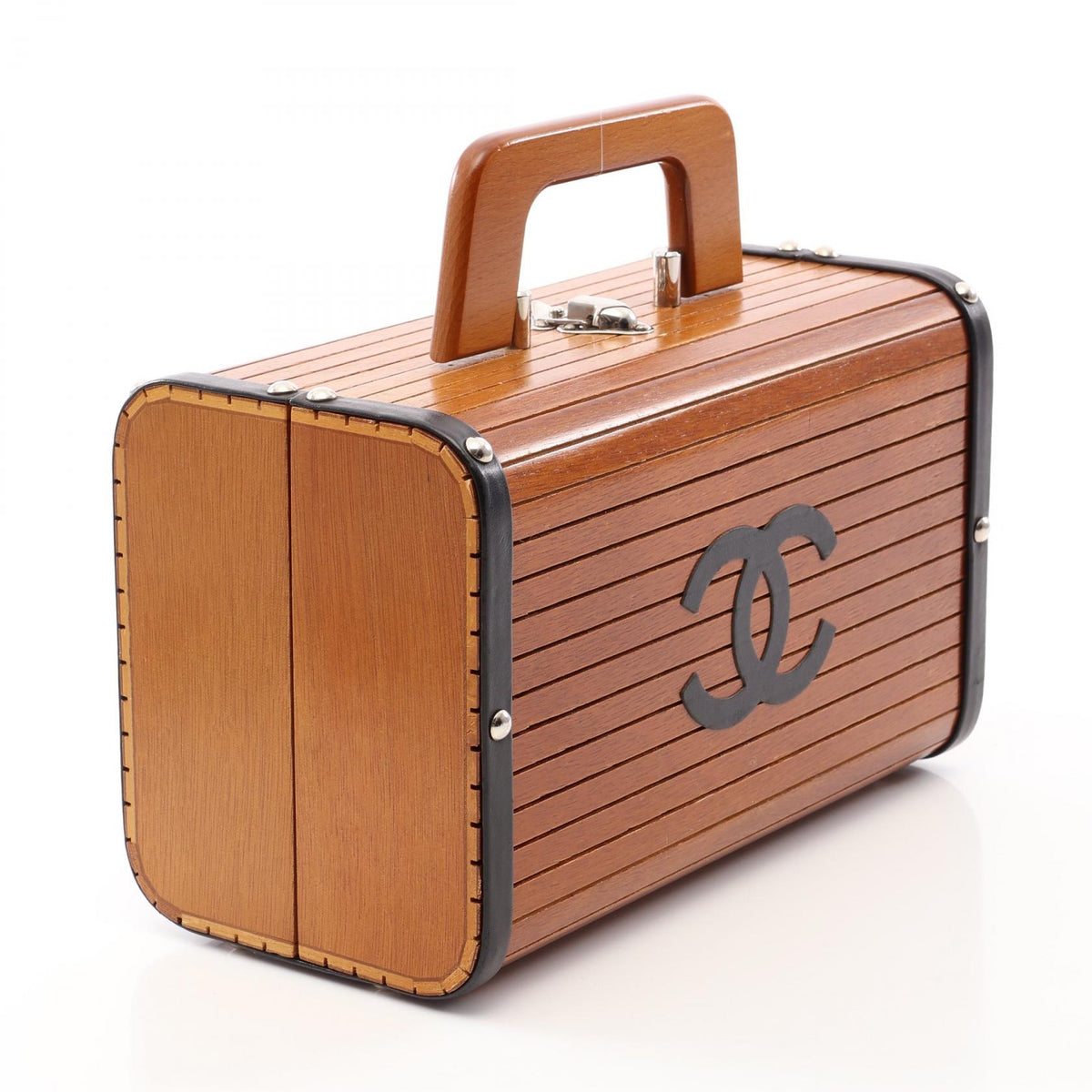 CHANEL CC Mark Leather Wood Handbag