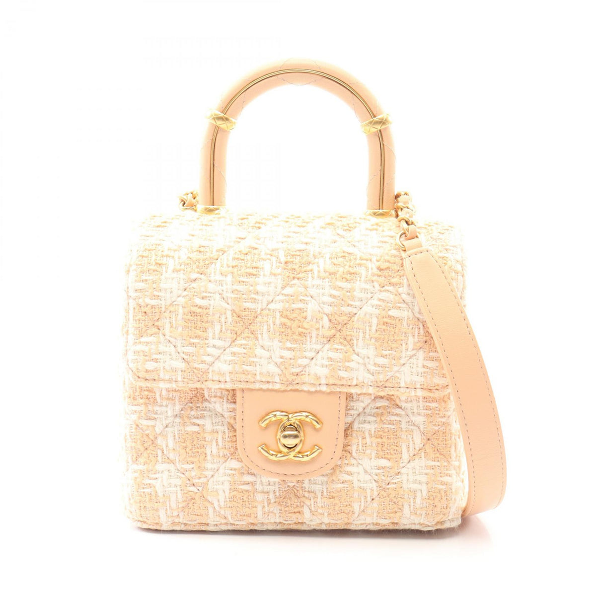 CHANEL Matelasse Top Handle 2WAY Bag Pink