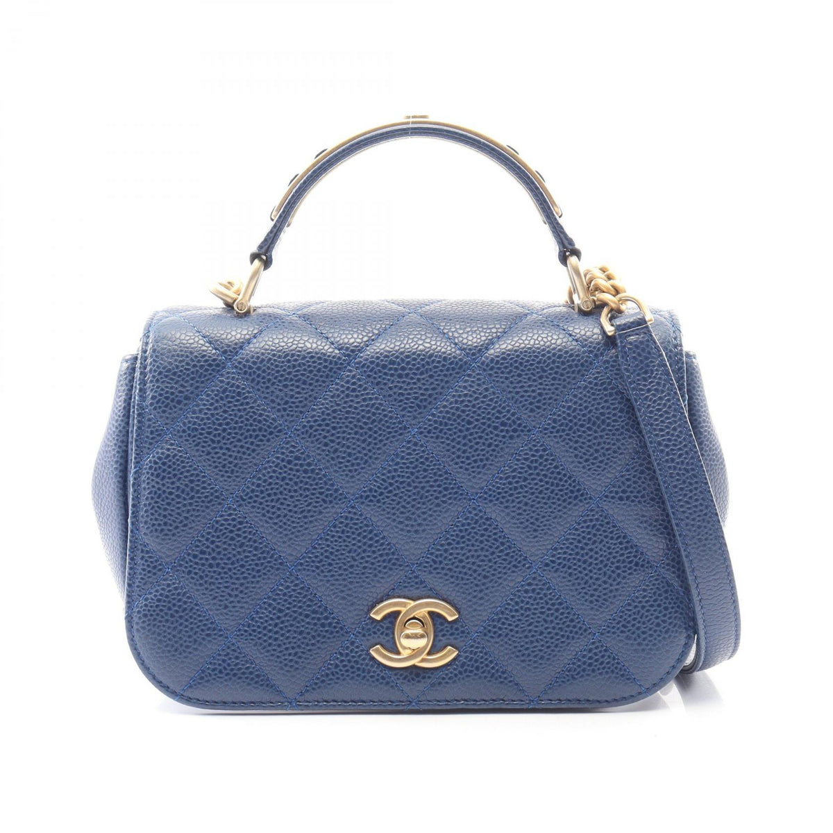 CHANEL Matelasse 2-Way Calfskin Bag Blue