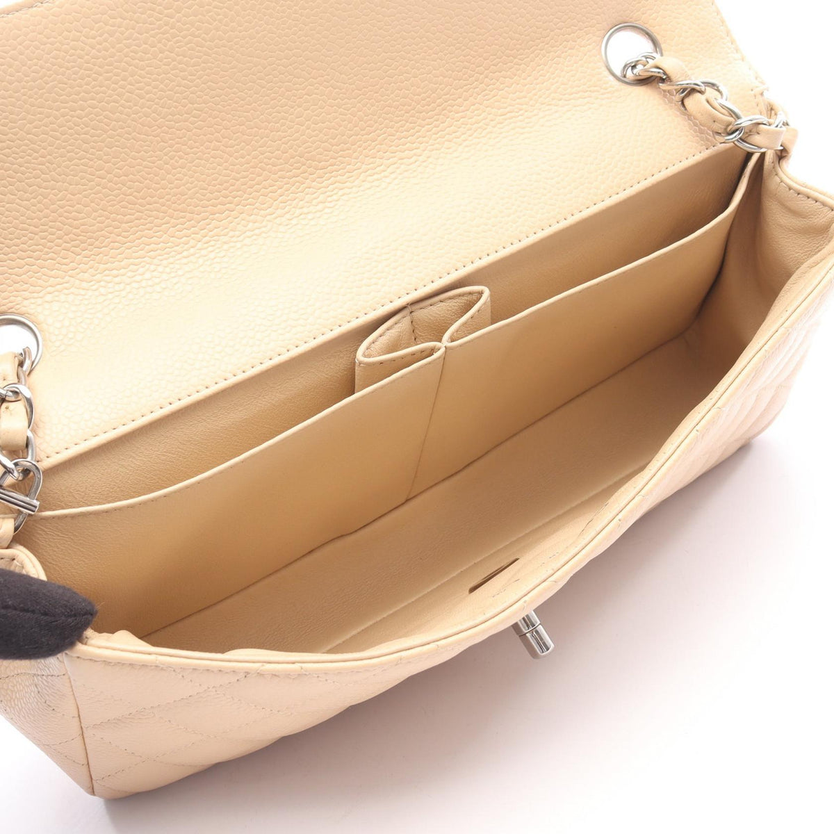 CHANEL Matelasse East West Calf Bag Beige
