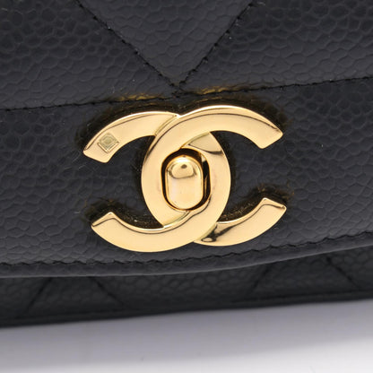 CHANEL Matelasse Diana Flap Black Caviar Shoulder Bag