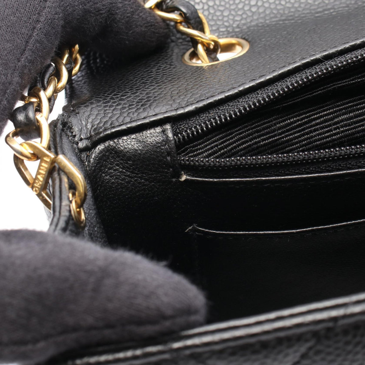 CHANEL Matelasse Diana Flap Black Caviar Shoulder Bag