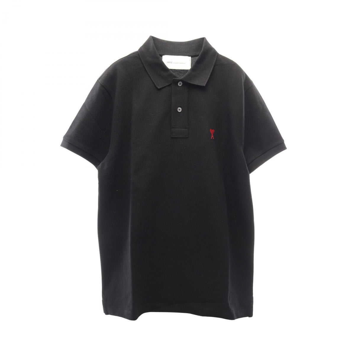 AMI Logo Cotton Polo Shirt Black Size L