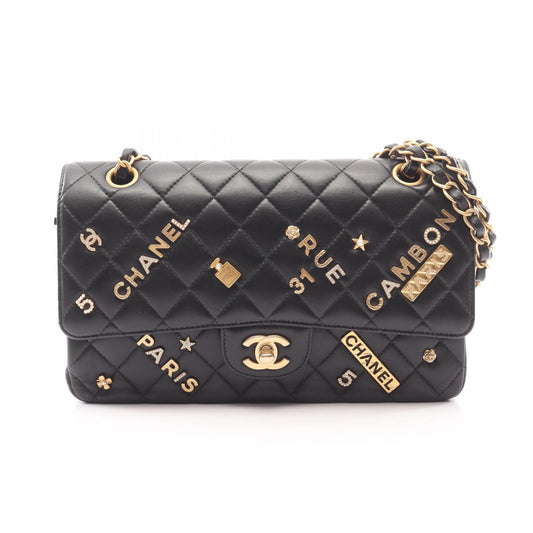 CHANEL Black Matelasse Double Shoulder Bag