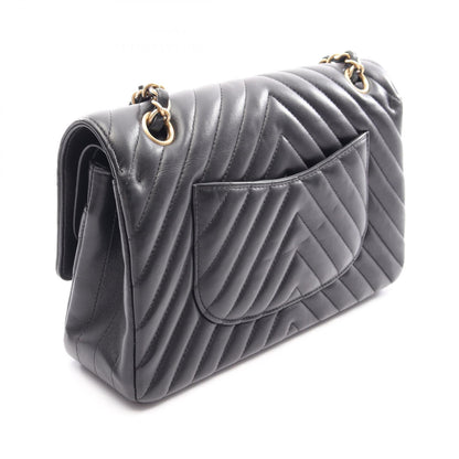 CHANEL Chevron V-Stitch Double Bag Black