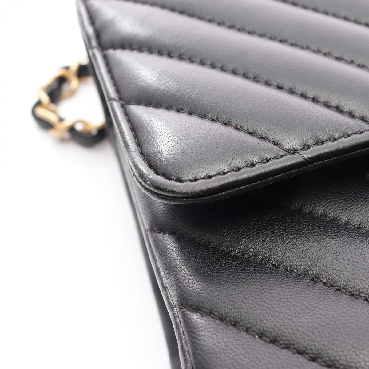 CHANEL Chevron V-Stitch Double Bag Black