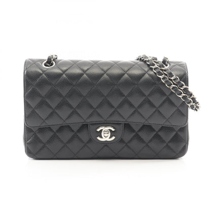 CHANEL Matelasse Double Flap Black Caviar Shoulder Bag