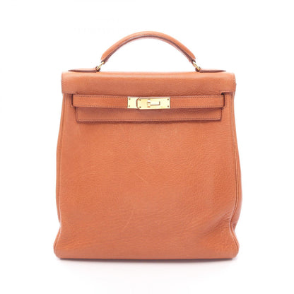 HERMES Kelly Ad GM Buffle Backpack Brown