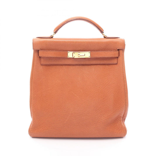 HERMES Kelly Ad GM Buffle Backpack Brown