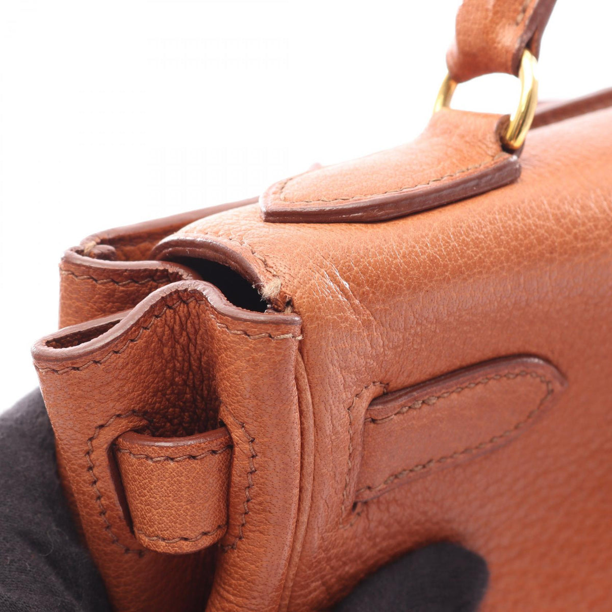 HERMES Kelly Ad GM Buffle Backpack Brown