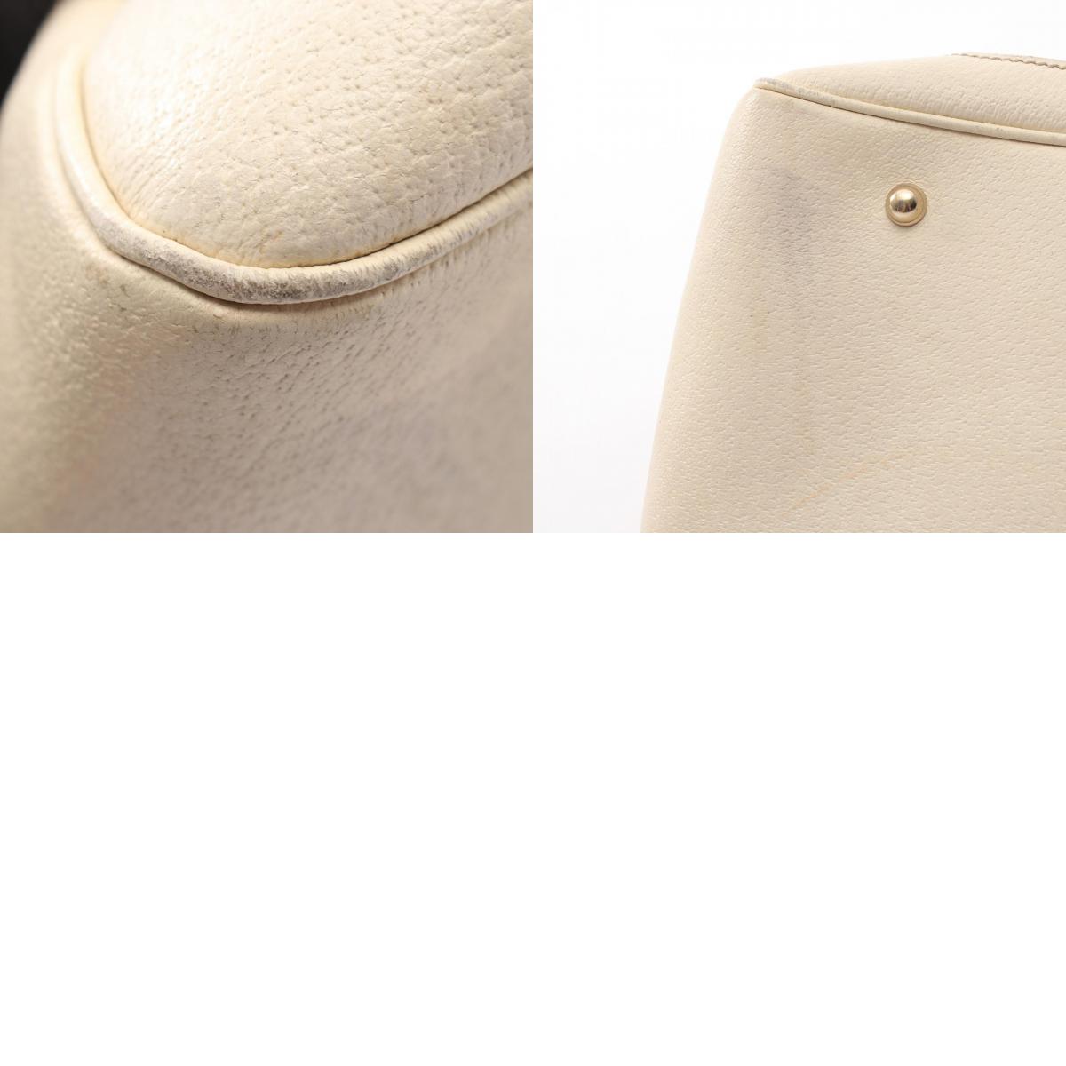 GUCCI Bamboo GG Canvas Leather Beige Ivory Tote