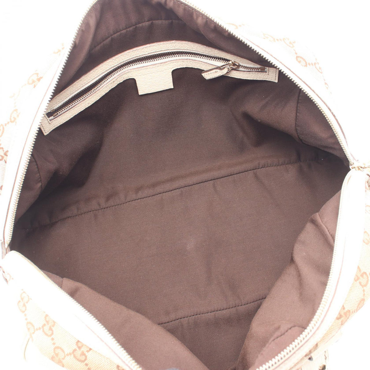 GUCCI Bamboo GG Canvas Leather Beige Ivory Tote
