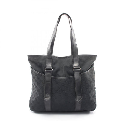 GUCCI GG Black Canvas Leather Tote Bag