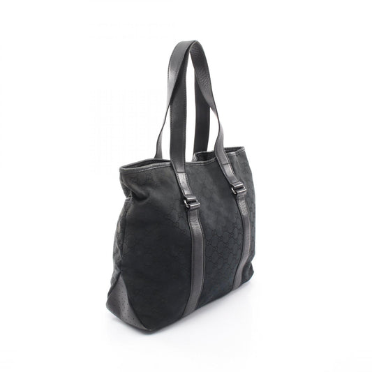 GUCCI GG Black Canvas Leather Tote Bag