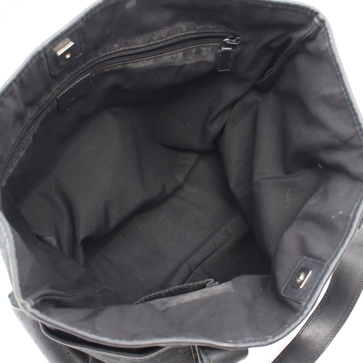 GUCCI GG Black Canvas Leather Tote Bag