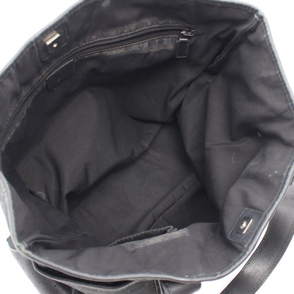 GUCCI GG Black Canvas Leather Tote Bag