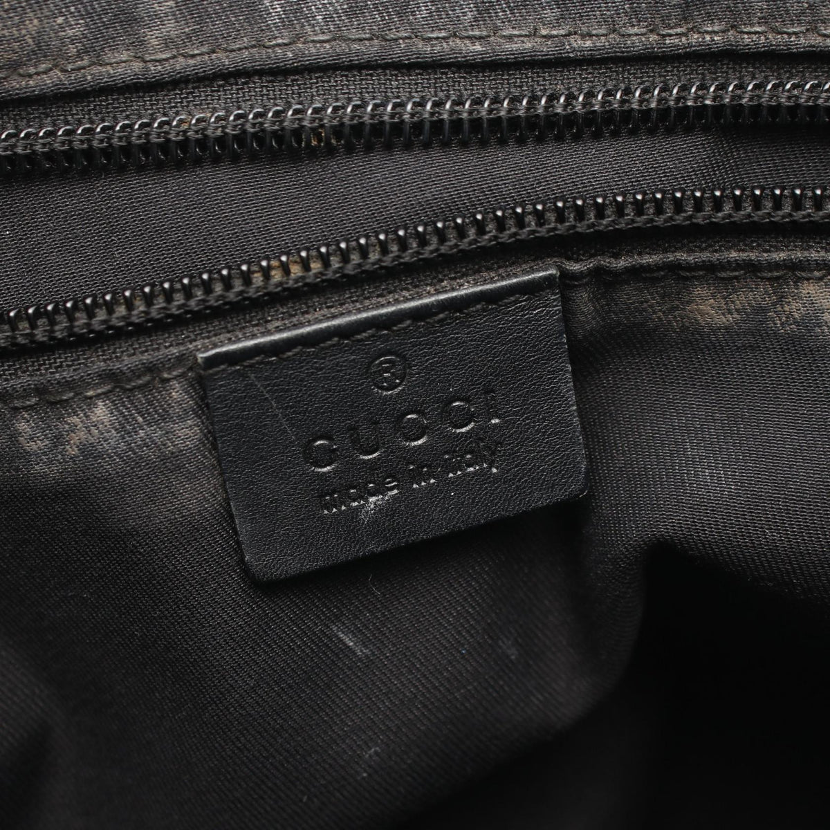 GUCCI GG Black Canvas Leather Tote Bag