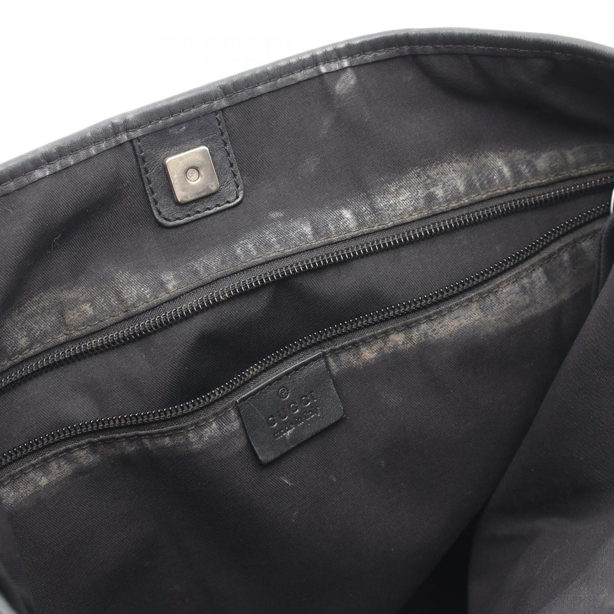 GUCCI GG Black Canvas Leather Tote Bag