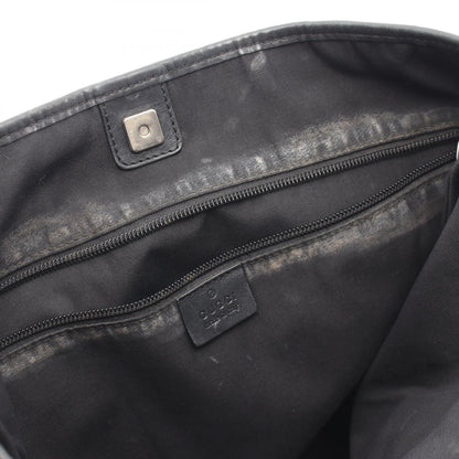 GUCCI GG Black Canvas Leather Tote Bag