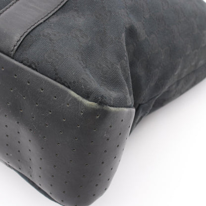 GUCCI GG Black Canvas Leather Tote Bag