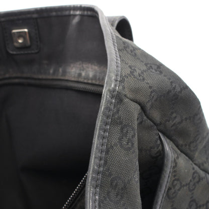 GUCCI GG Black Canvas Leather Tote Bag