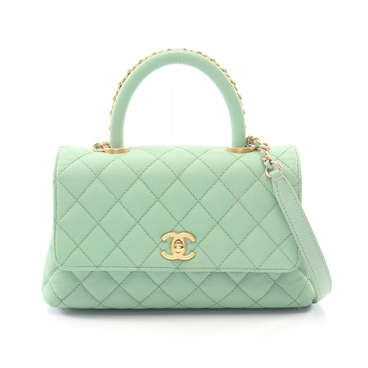 CHANEL Coco Handle Flap Bag Green