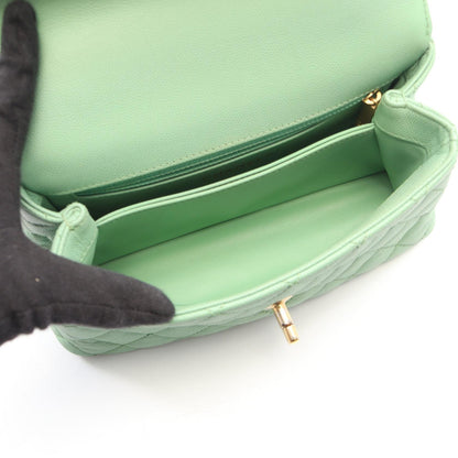 CHANEL Coco Handle Flap Bag Green