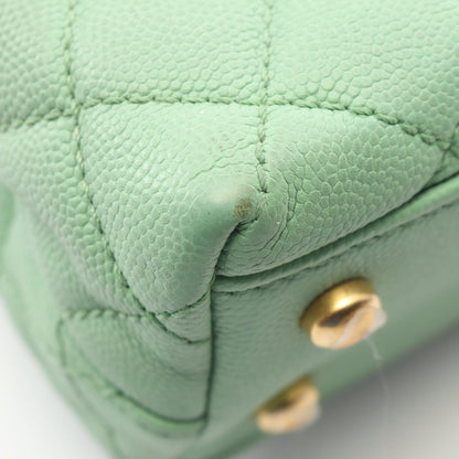 CHANEL Coco Handle Flap Bag Green