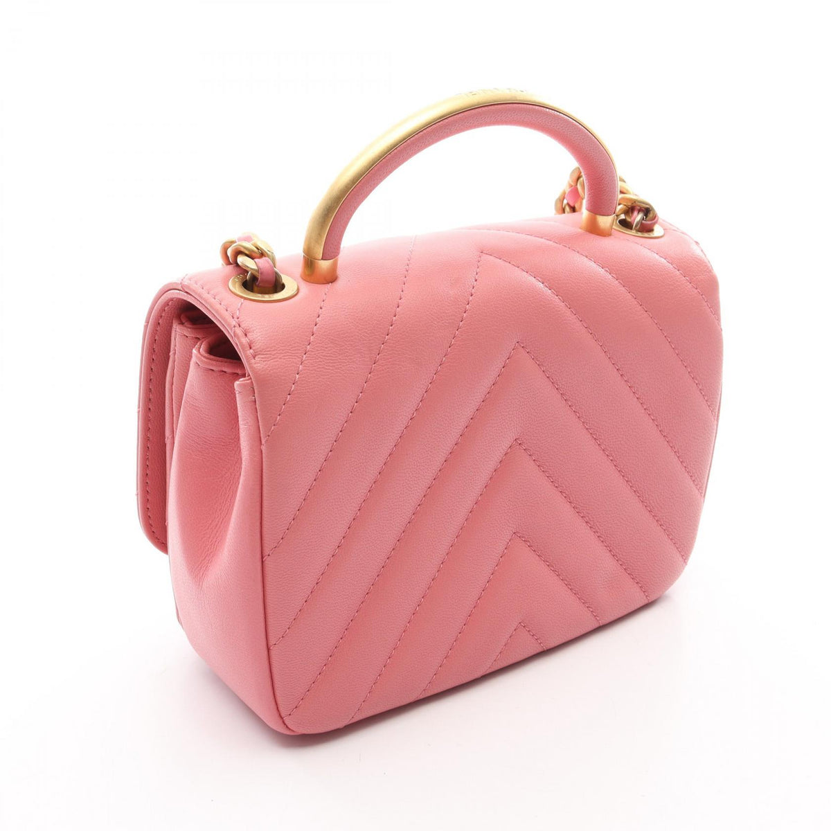 CHANEL Chevron V-Stitch 2-Way Top Bag Pink