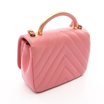CHANEL Chevron V-Stitch 2-Way Top Bag Pink